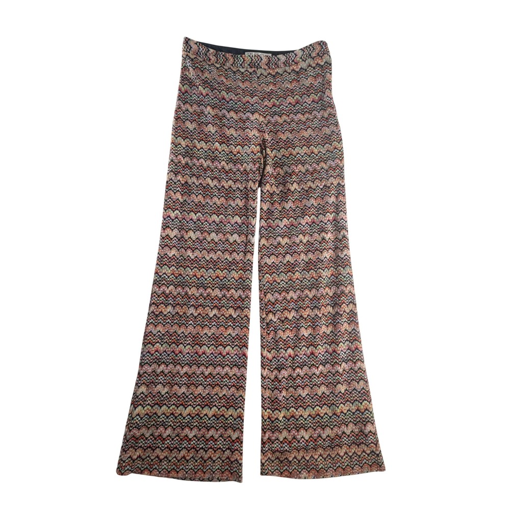 Trina Turk Penelope Multicolor Knit Wide Leg Pants Size 8 Retro Statement